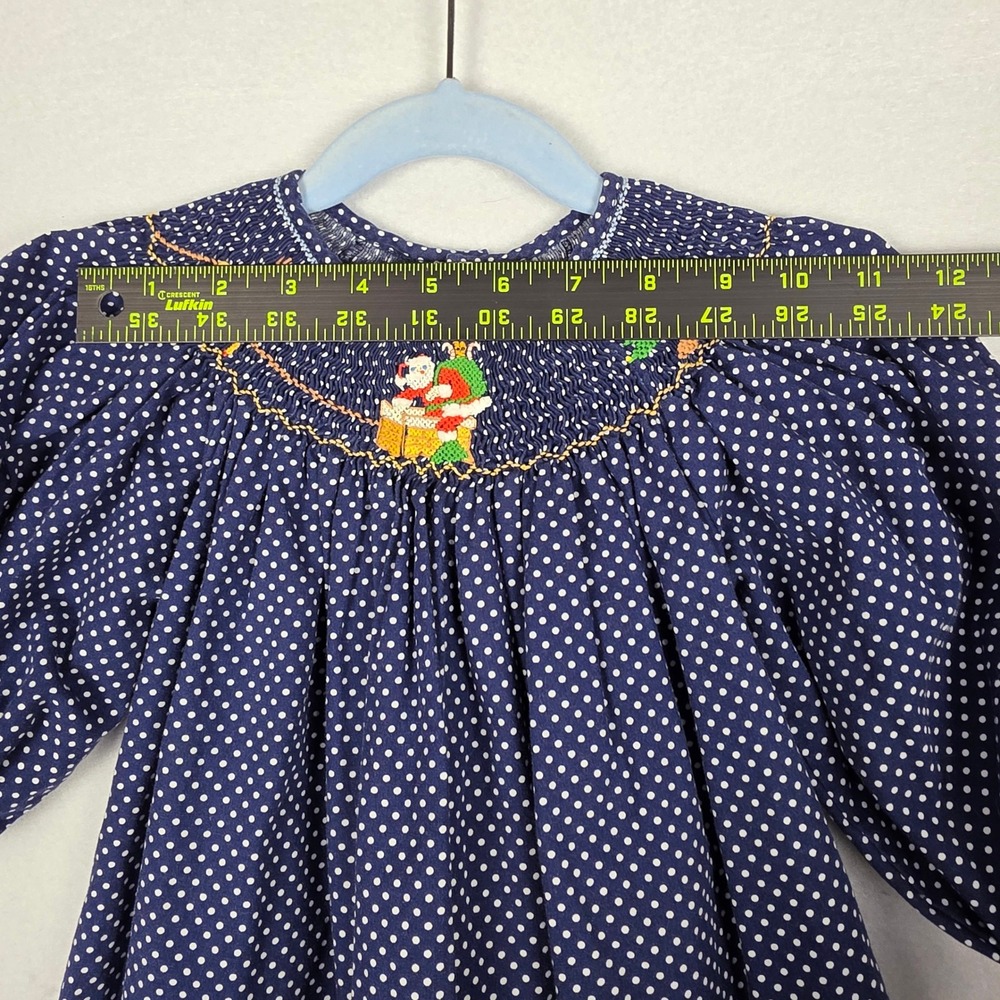 Mom & Me Girls Smocked Christmas Dress Polka Dot Santa Reindeer 18 Mos Boutique - Picture 15 of 15